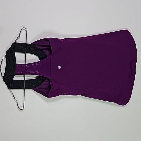 Lululemon purple and black size 4 scoop neck mesh halter tank top - Picture 1 of 5
